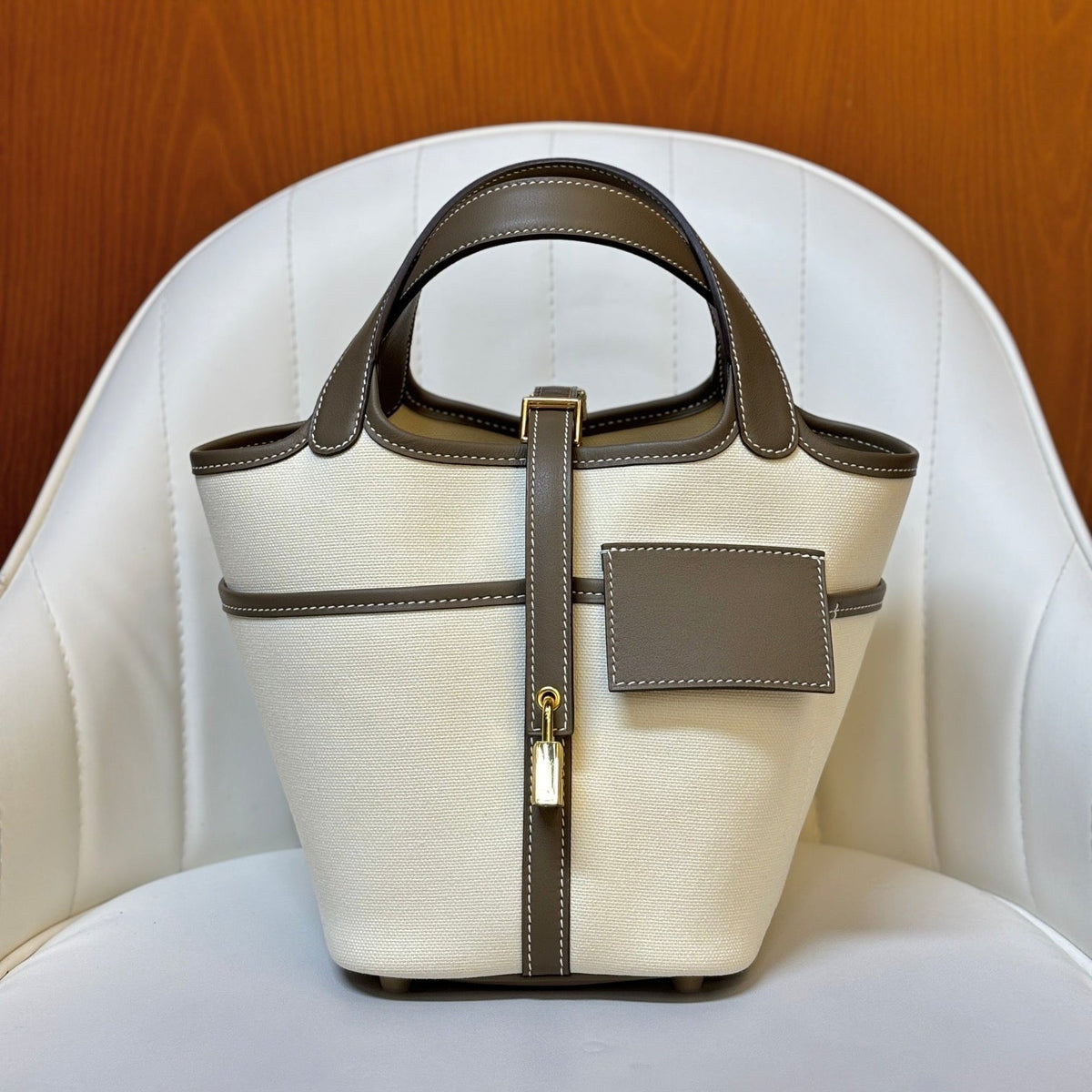 H*M Picotin Lock Pocket Handbag Swift Canvas