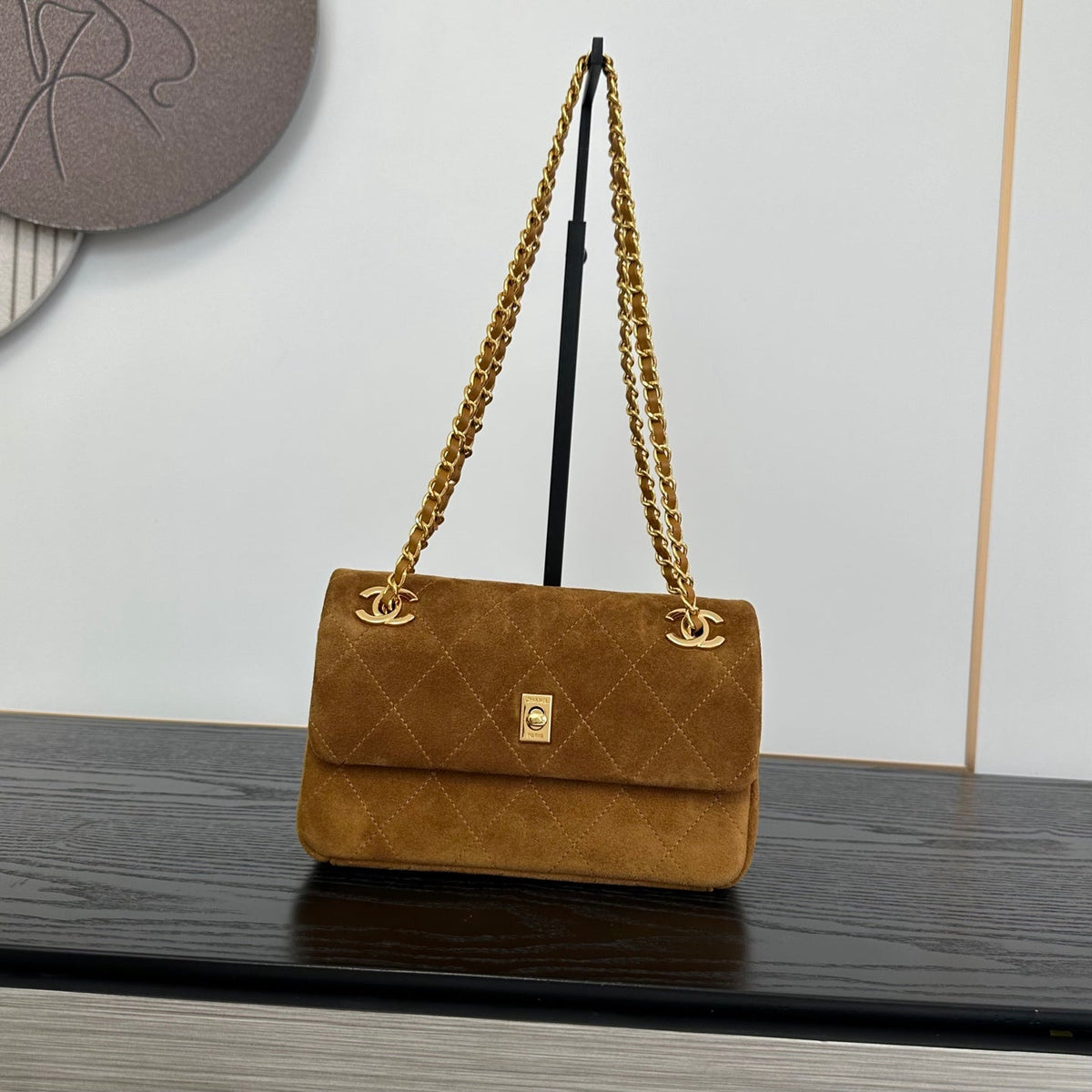 C*C 26A Quilted Flap Shoulder Bag Suede