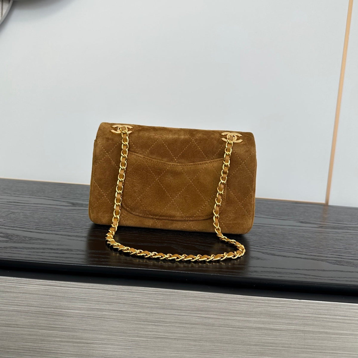 C*C 26A Quilted Flap Shoulder Bag Suede