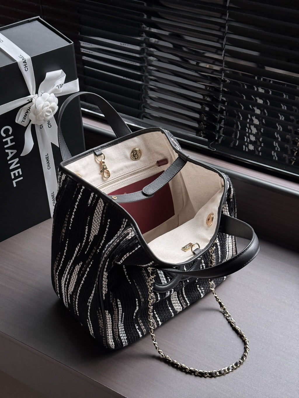 C*C 26S Shopping Bag Striped Canvas