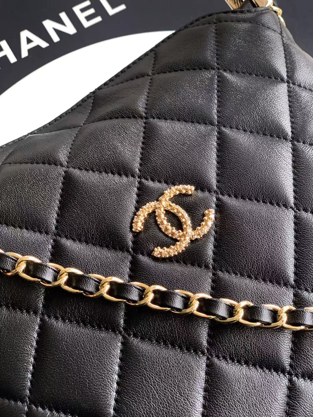 C*C 25 Hobo Mini Handle Bag Black Caviar