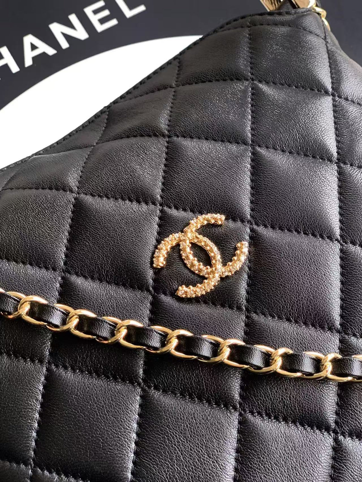 C*C 25 Hobo Mini Handle Bag Black Caviar