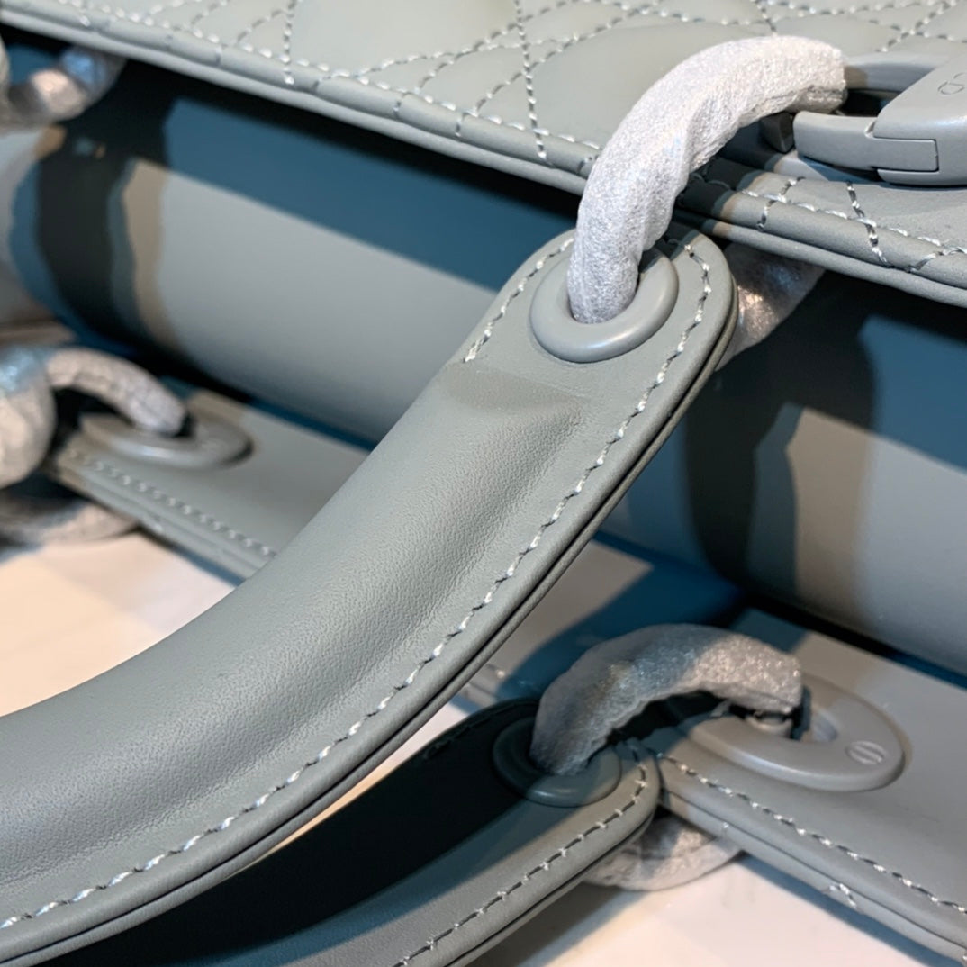 medium lady 24 matte grey calfskin matte grey hardware