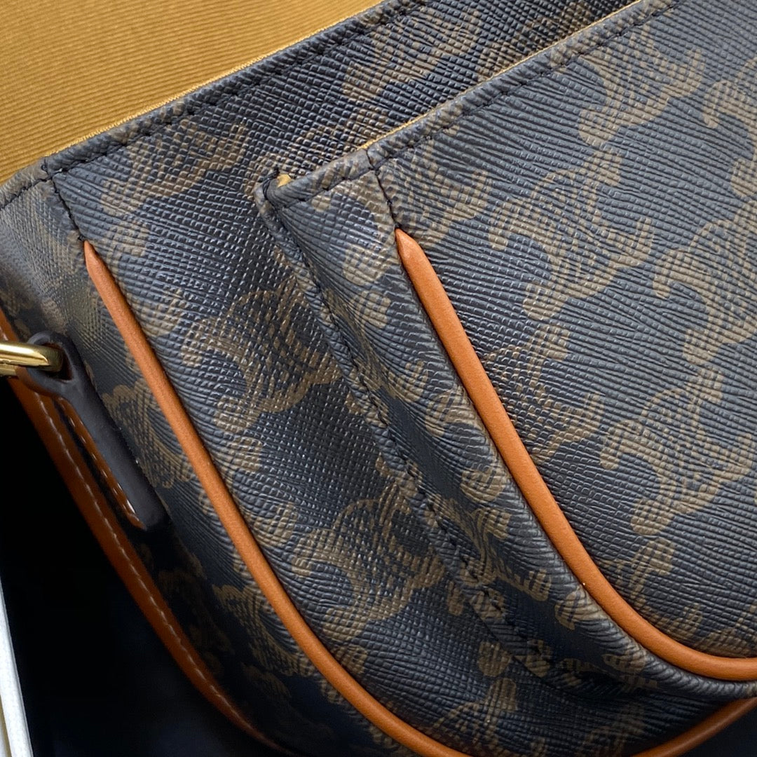 C*line Medium Folco Bag In Triomphe Canvas And Calfskin