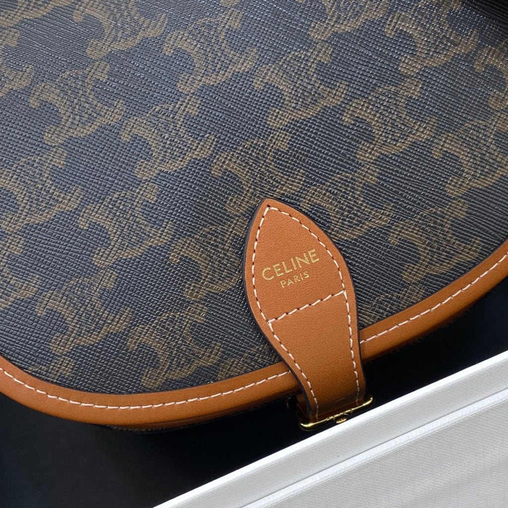 C*line Medium Folco Bag In Triomphe Canvas And Calfskin
