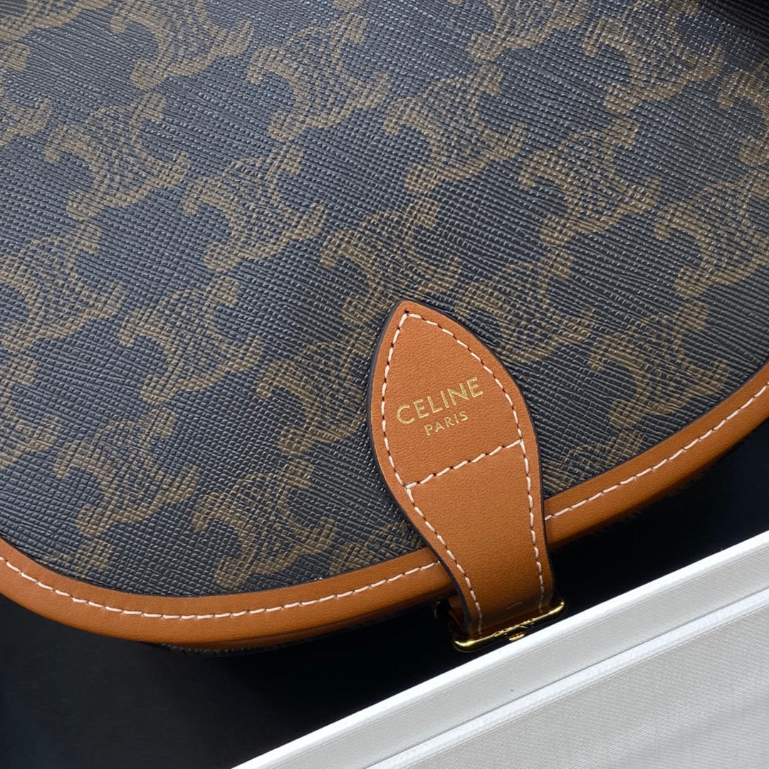C*line Medium Folco Bag In Triomphe Canvas And Calfskin