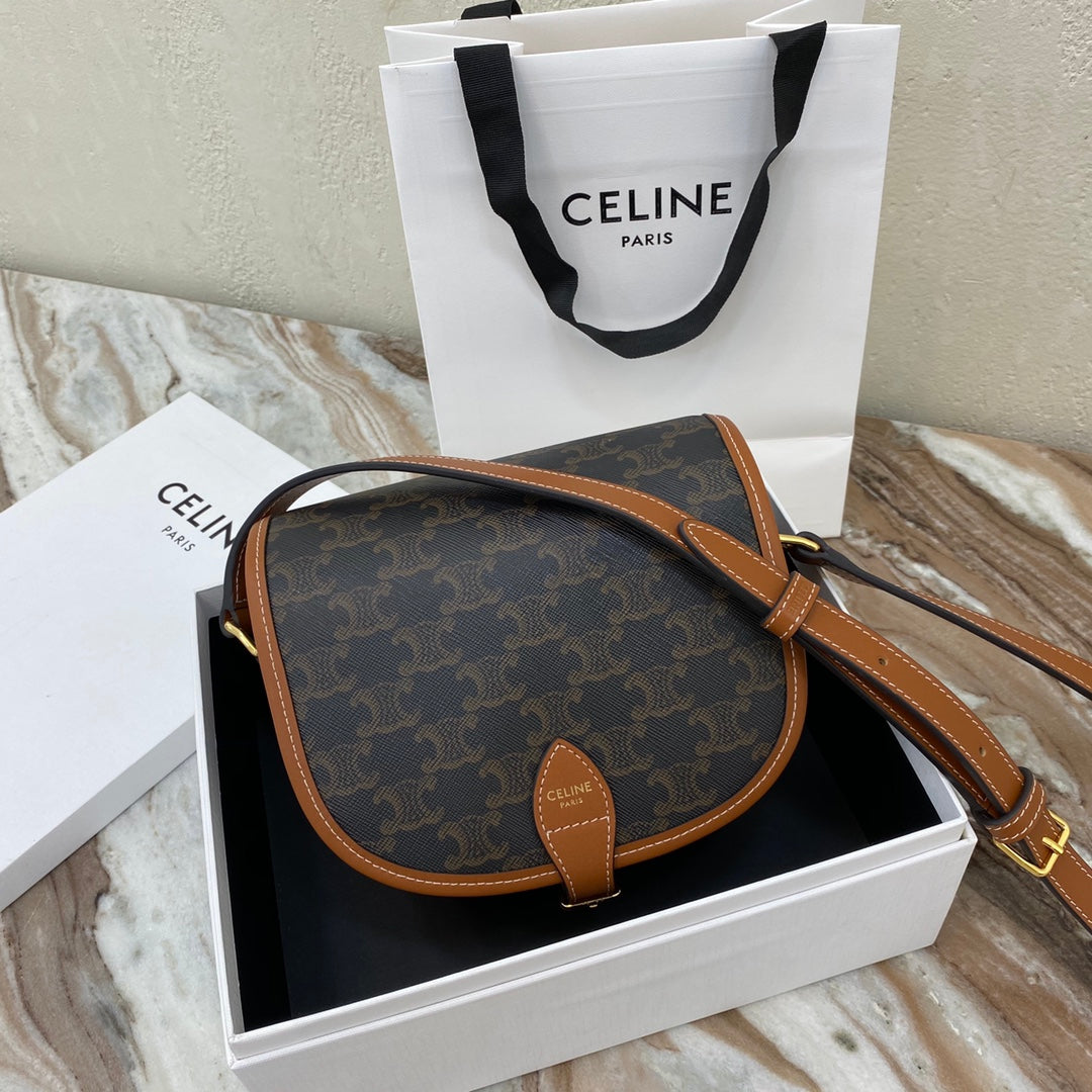C*line Medium Folco Bag In Triomphe Canvas And Calfskin