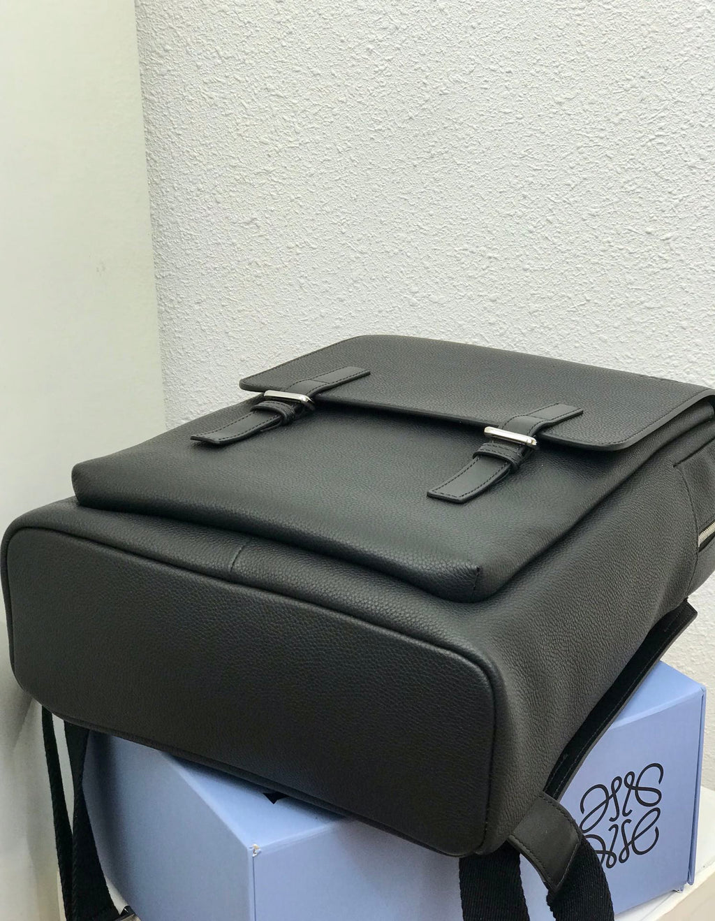 L*E 39 MILITARY BACKPACK IN BLACK SOFT GRAINED CALFSKIN
