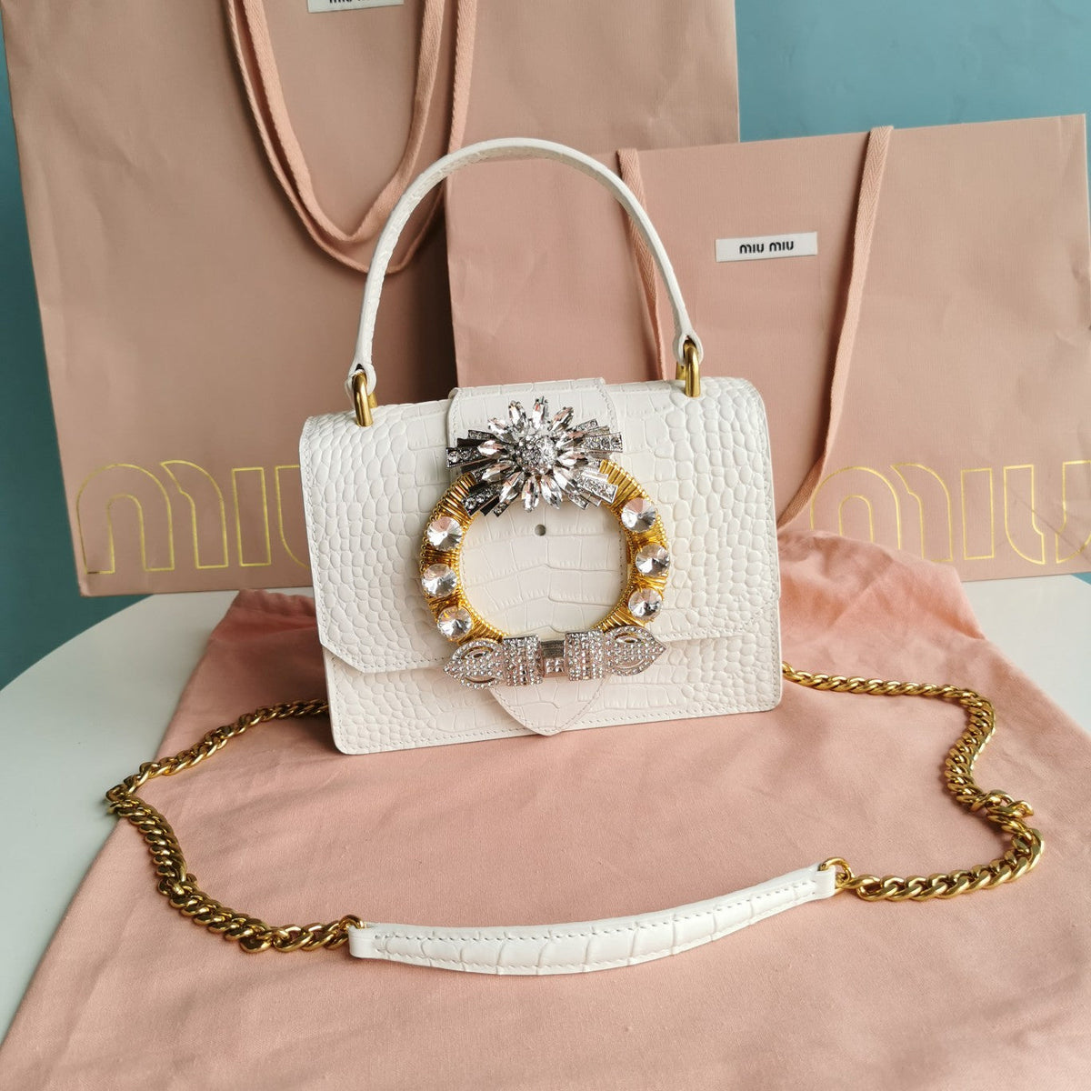 LADY HANDBAG CROCODILE PATTERN CALFSKIN