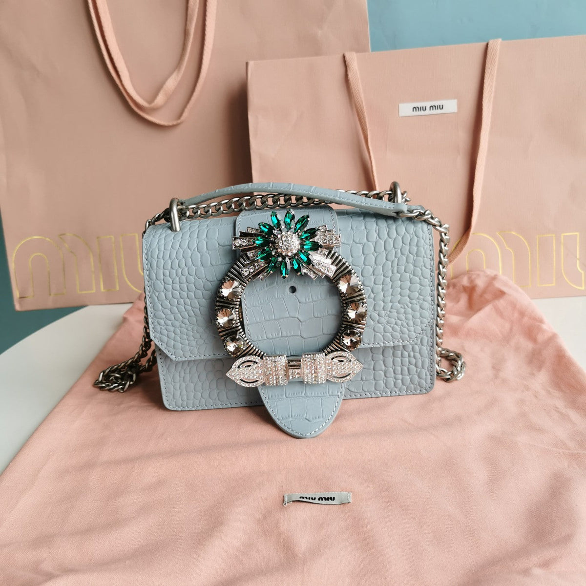LADY HANDBAG CROCODILE PATTERN CALFSKIN