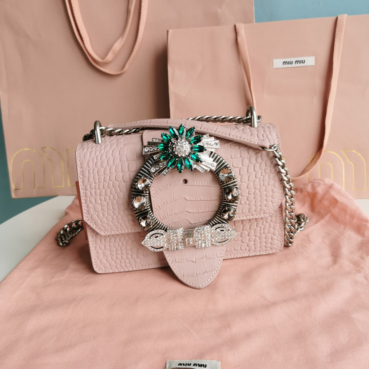 LADY HANDBAG CROCODILE PATTERN CALFSKIN