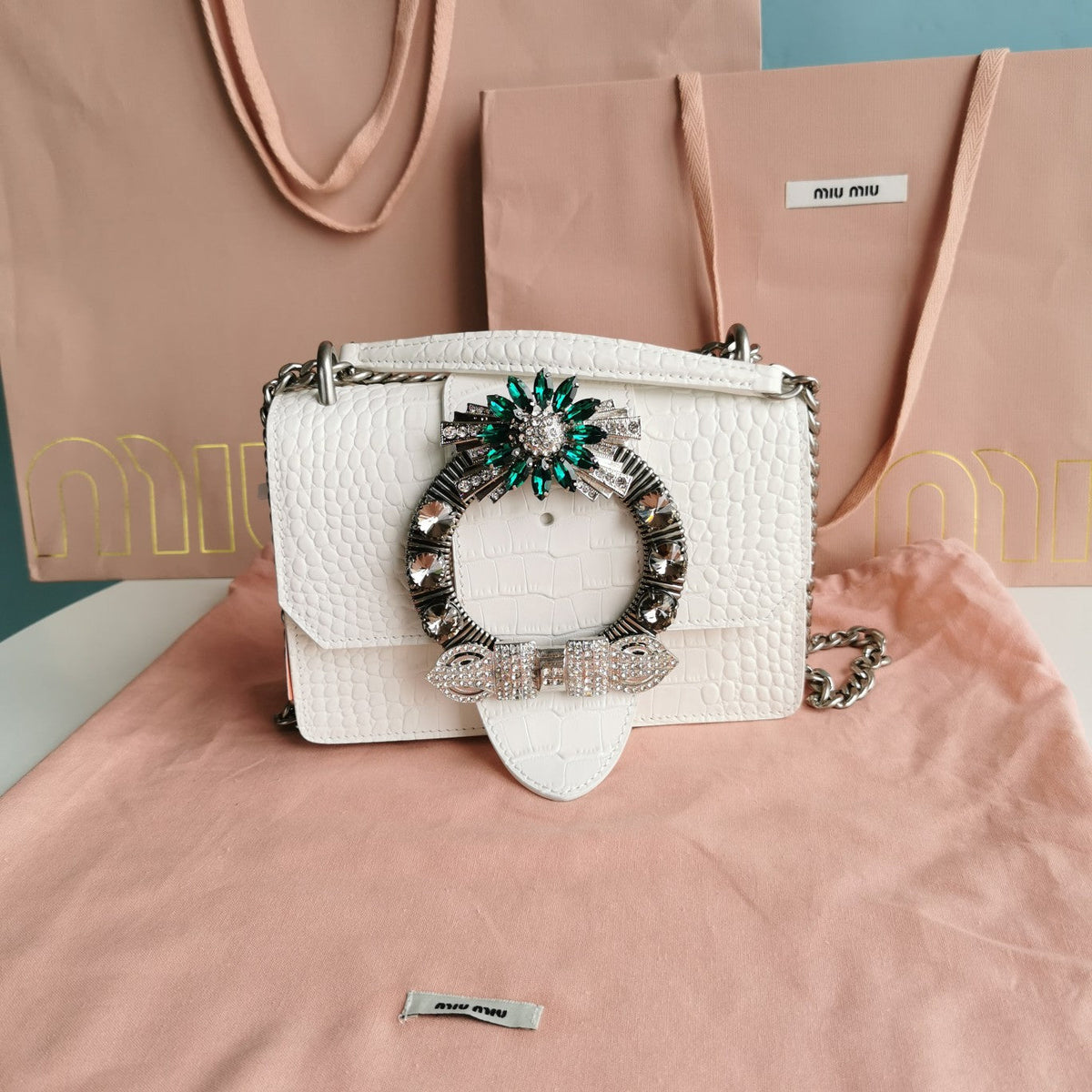 LADY HANDBAG CROCODILE PATTERN CALFSKIN