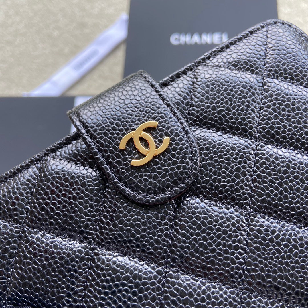 C*C A48667 Zip Pocket Wallet Black Caviar GHW