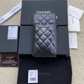 C*C Classic Phone Pouch Black Lambskin Sliver Steel