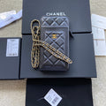 C*C Compact Double Pouch Black Sheepskin GHW