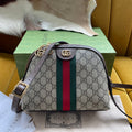 OPHIDIA G*G MEDIUM 23 SHOULDER BAG BEIGE AND EBONY SUPREME CANVAS