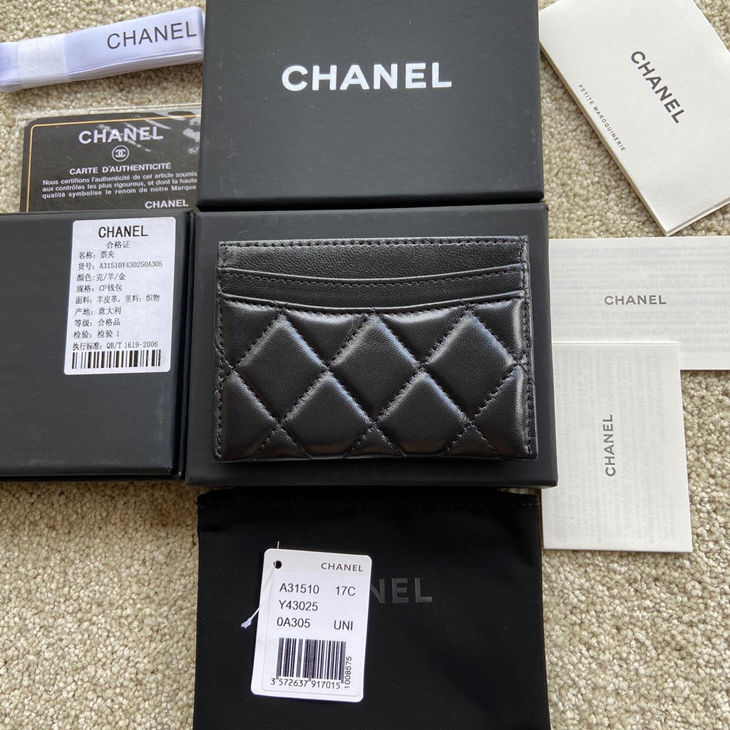 C*C Classic Card Holder Black Sheepskin GHW
