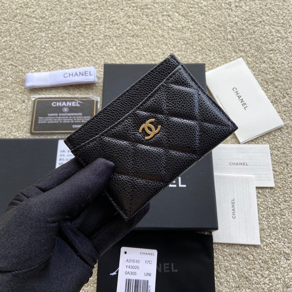 C*C Classic Card Holder Black Caviar GHW