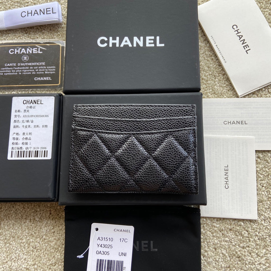 C*C Classic Card Holder Black Caviar GHW