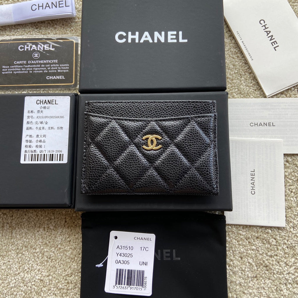 C*C Classic Card Holder Black Caviar GHW