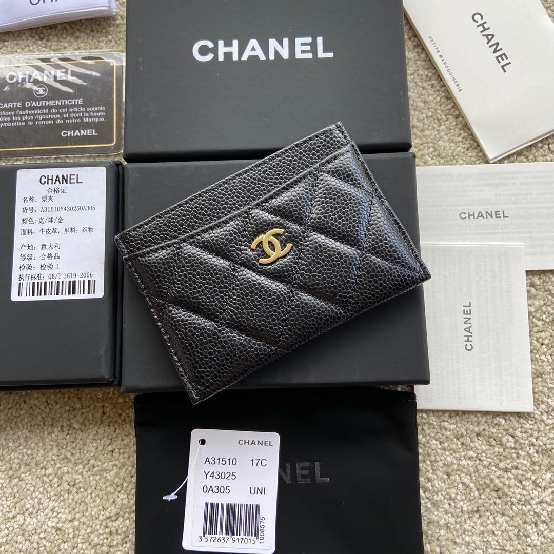 C*C Classic Card Holder Black Caviar GHW