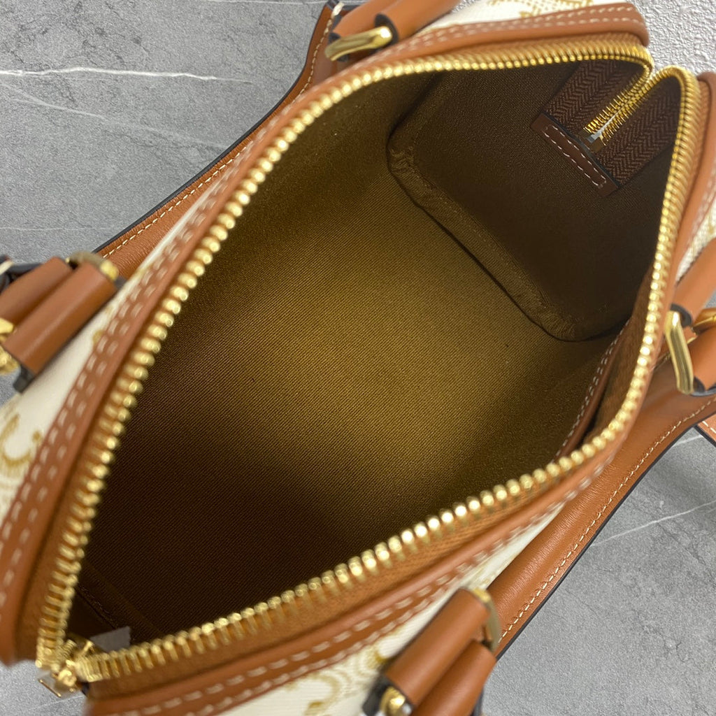 C*line Boston Bag Triomphe Canvas & Calfskin