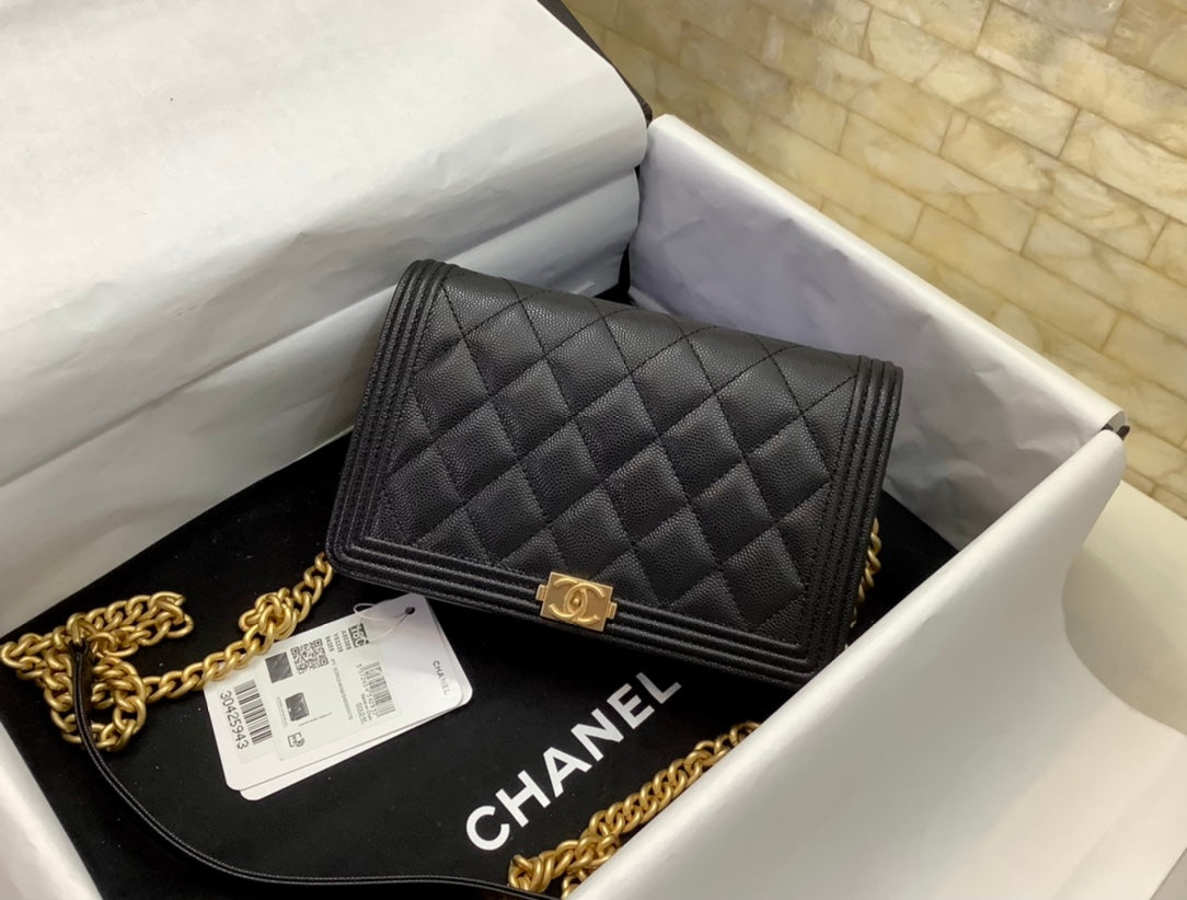 C*C leboy woc 19cm black quilted caviar gold hardware