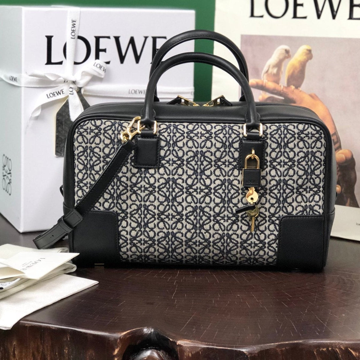 L*E AMAZONA BAG CALFSKIN MONOGRAM FABRIC