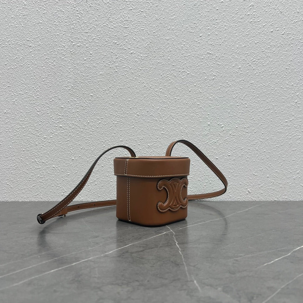 C*line Small Box Cuir Triomphe Bag Brown Calfskin