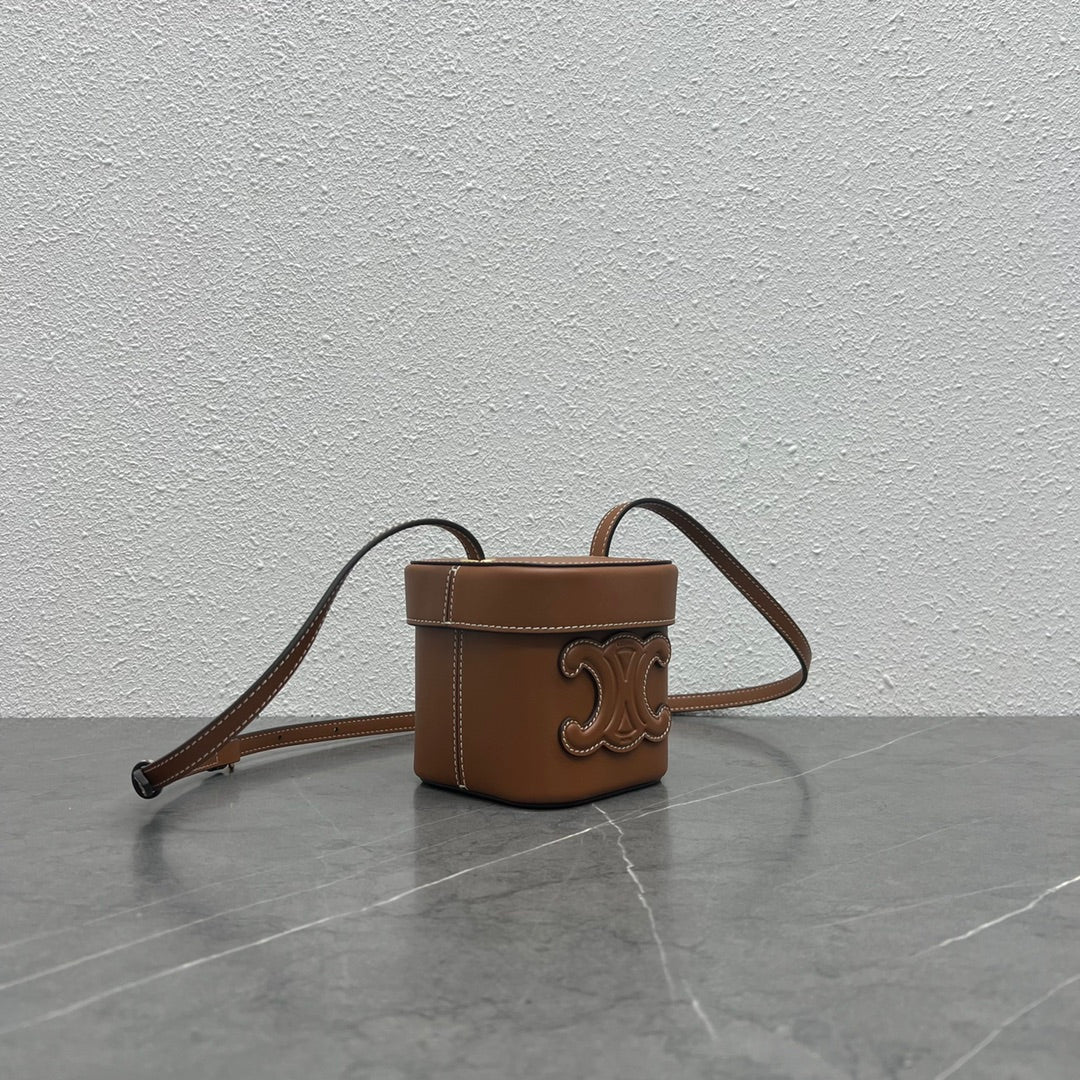 C*line Small Box Cuir Triomphe Bag Brown Calfskin