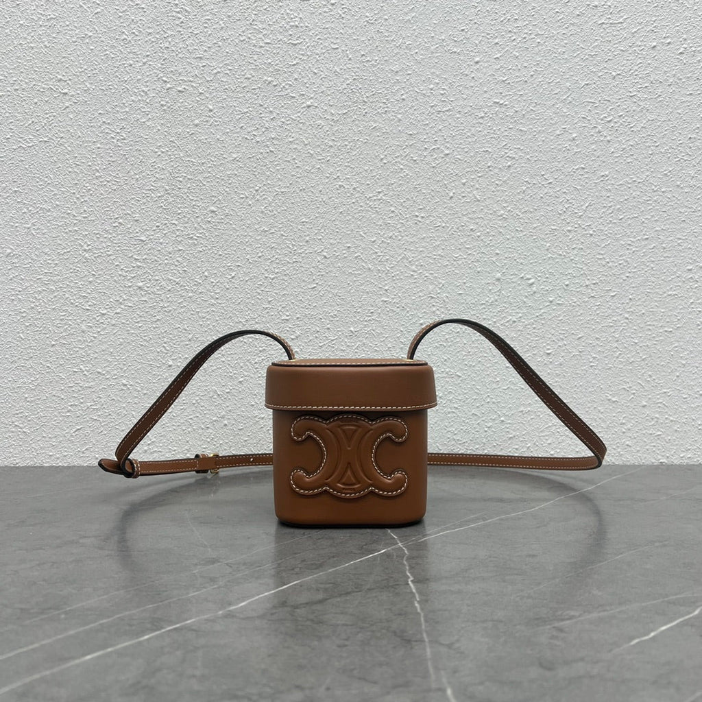 C*line Small Box Cuir Triomphe Bag Brown Calfskin