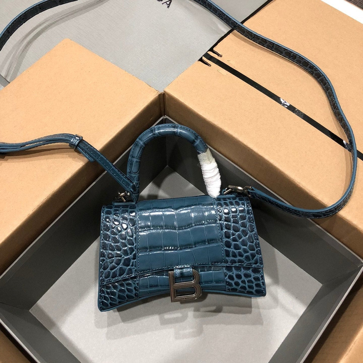 B*lenciaga Hourglass bag crocodile skin