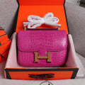 H*M CONSTANCE CROCODILE EMBOSSED CALFSKIN GOLD HARDWARE