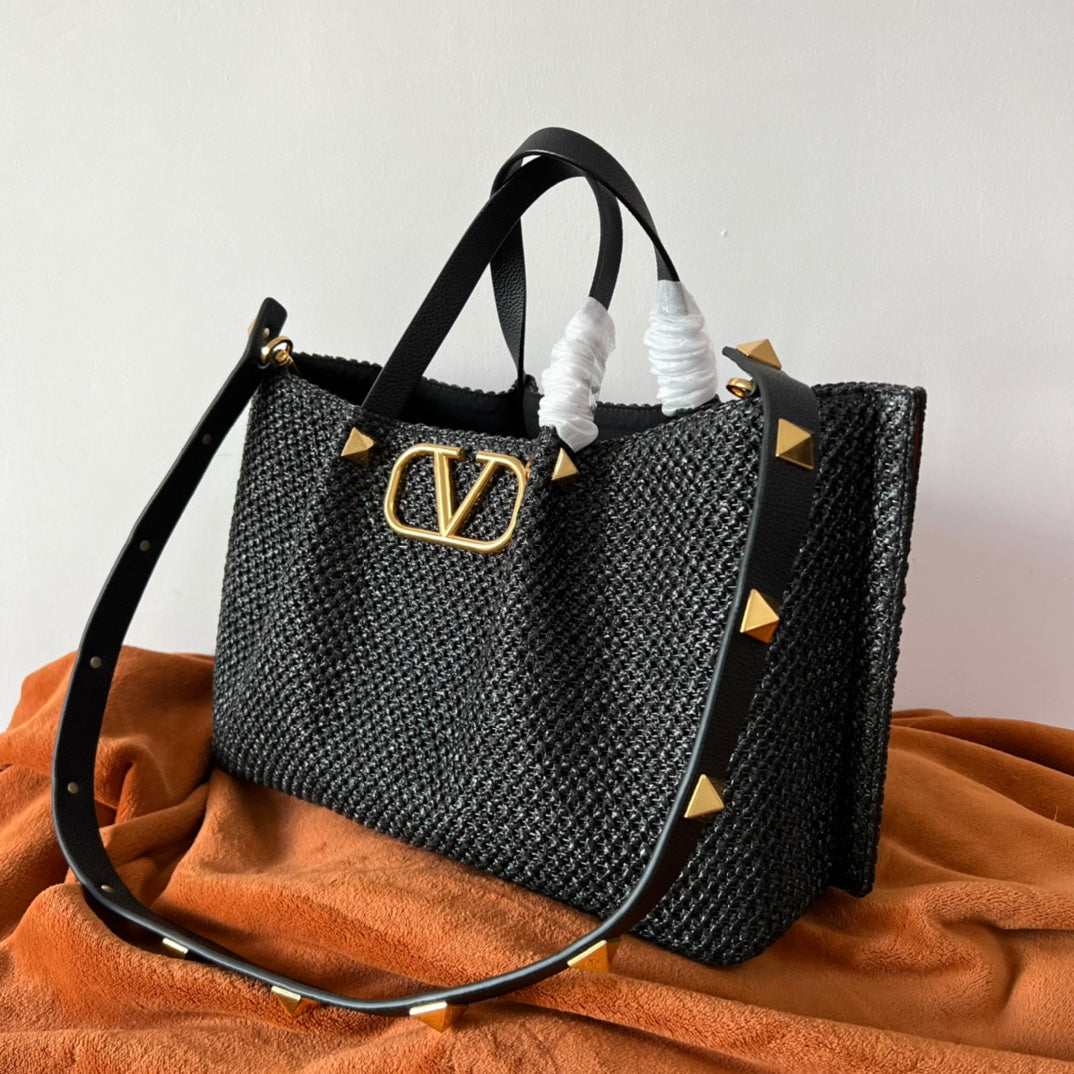 V*lentino Spring Summer Tote Bag Raffia