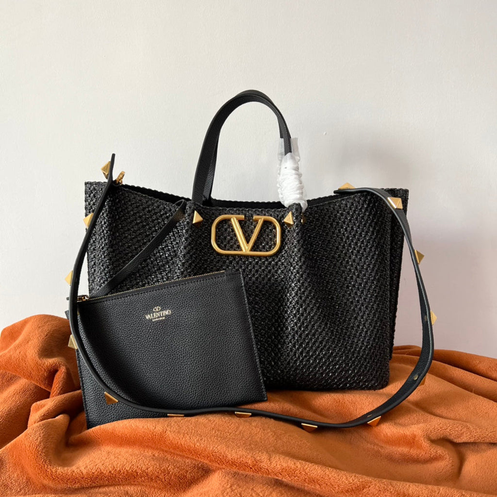 V*lentino Spring Summer Tote Bag Raffia