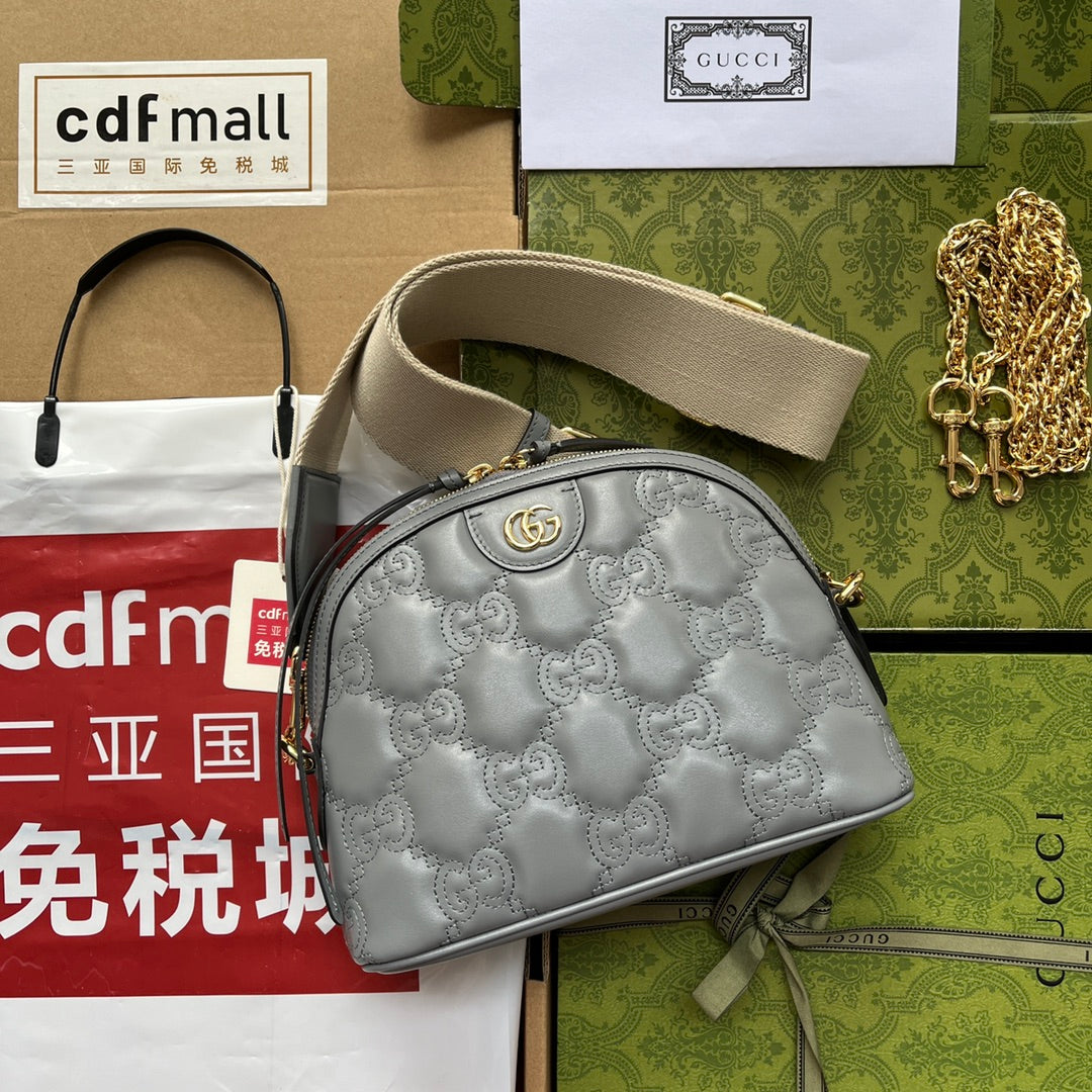 MATELASSÉ LEATHER SHOULDER BAG EMBOSSED CALFSKIN GOLD HARDWARE