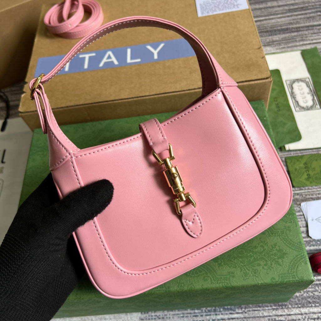 G*G JACKIE MINI 19 SHOULDER BAG IN PINK PATEL CALFSKIN