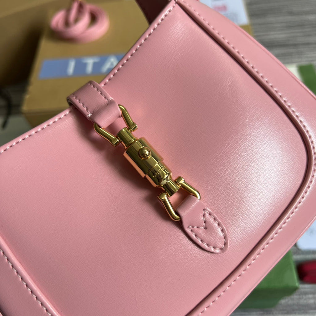G*G JACKIE MINI 19 SHOULDER BAG IN PINK PATEL CALFSKIN