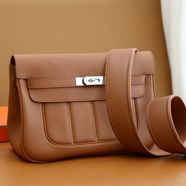 H*M Berline Bag 28cm Brown Calfskin 284550 (Production time: 25 days)