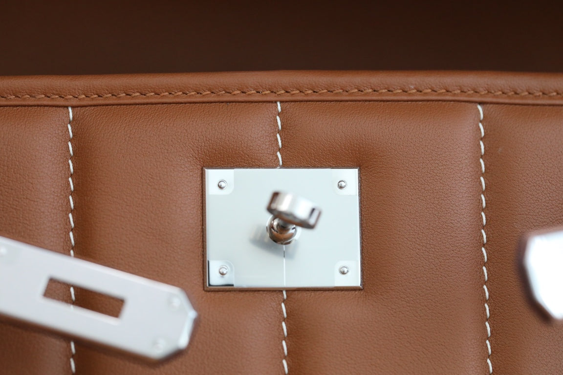 H*M Berline Bag 28cm Brown Calfskin 284550 (Production time: 25 days)
