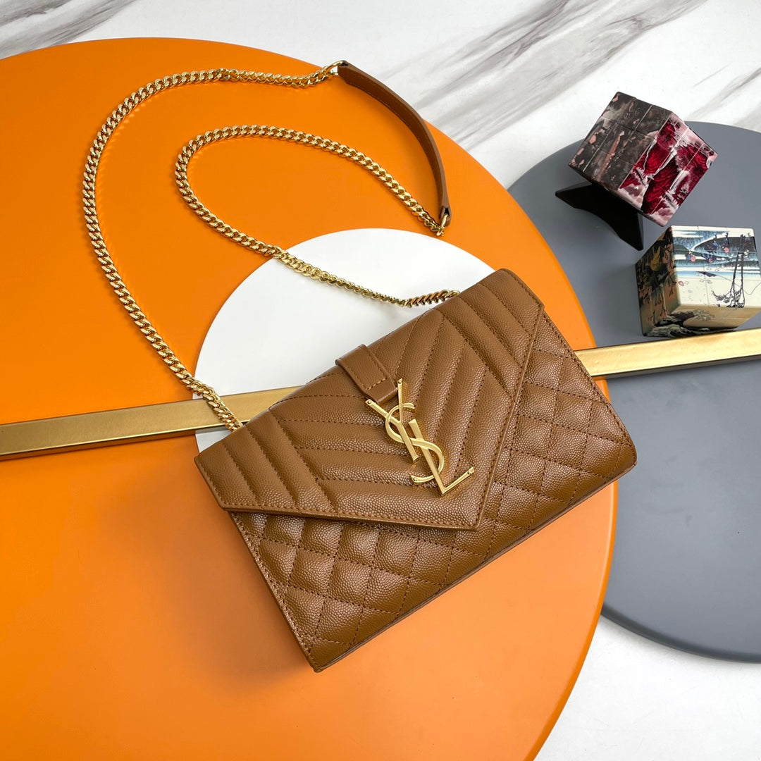 Y*S*L Envelope Bag Embossed Leather