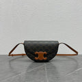 C*line Besace Cuir Bag Triomphe Black Brown Canvas & Calfskin