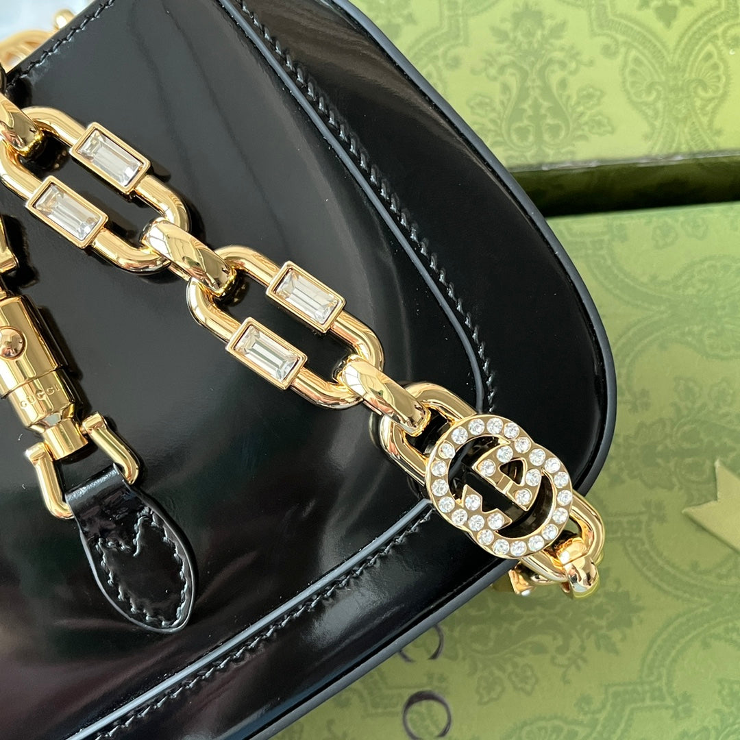 G*G jackie mini 19cm black calfskin with chain