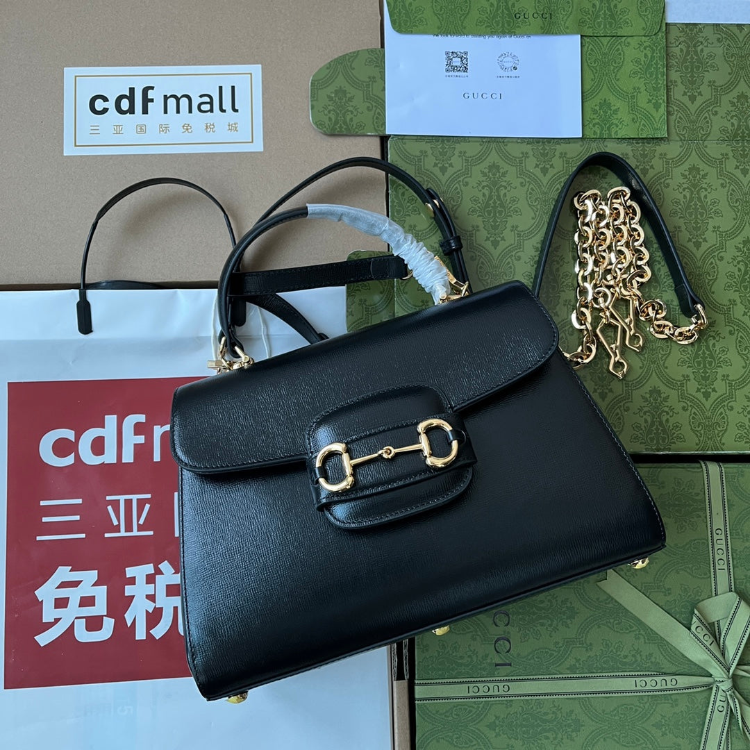 HORSEBIT 1955 TOP HANDLE BAG CALFSKIN GOLD HARDWARE
