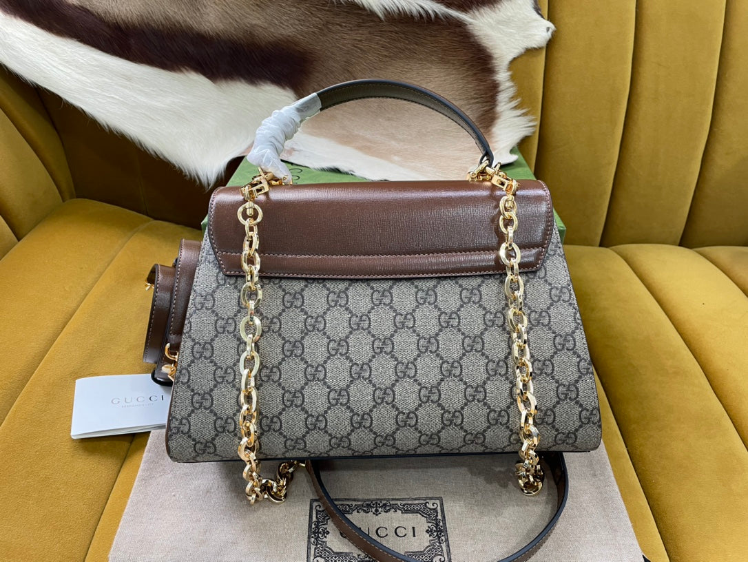 G*G HORSEBIT 1955 SMALL 29 BAG BEIGE CANVAS AND LIGHT BROWN CALFSKIN