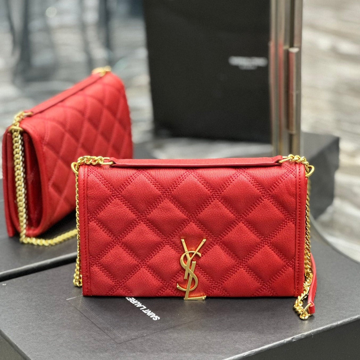 BECKY QUILTED LAMBSKIN GOLD HARDWARE