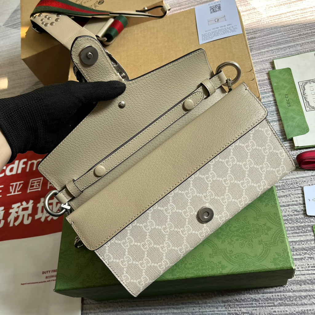 DIONYSUS G*G 25 SMALL RECTANGULAR BAG IN BEIGE CANVAS