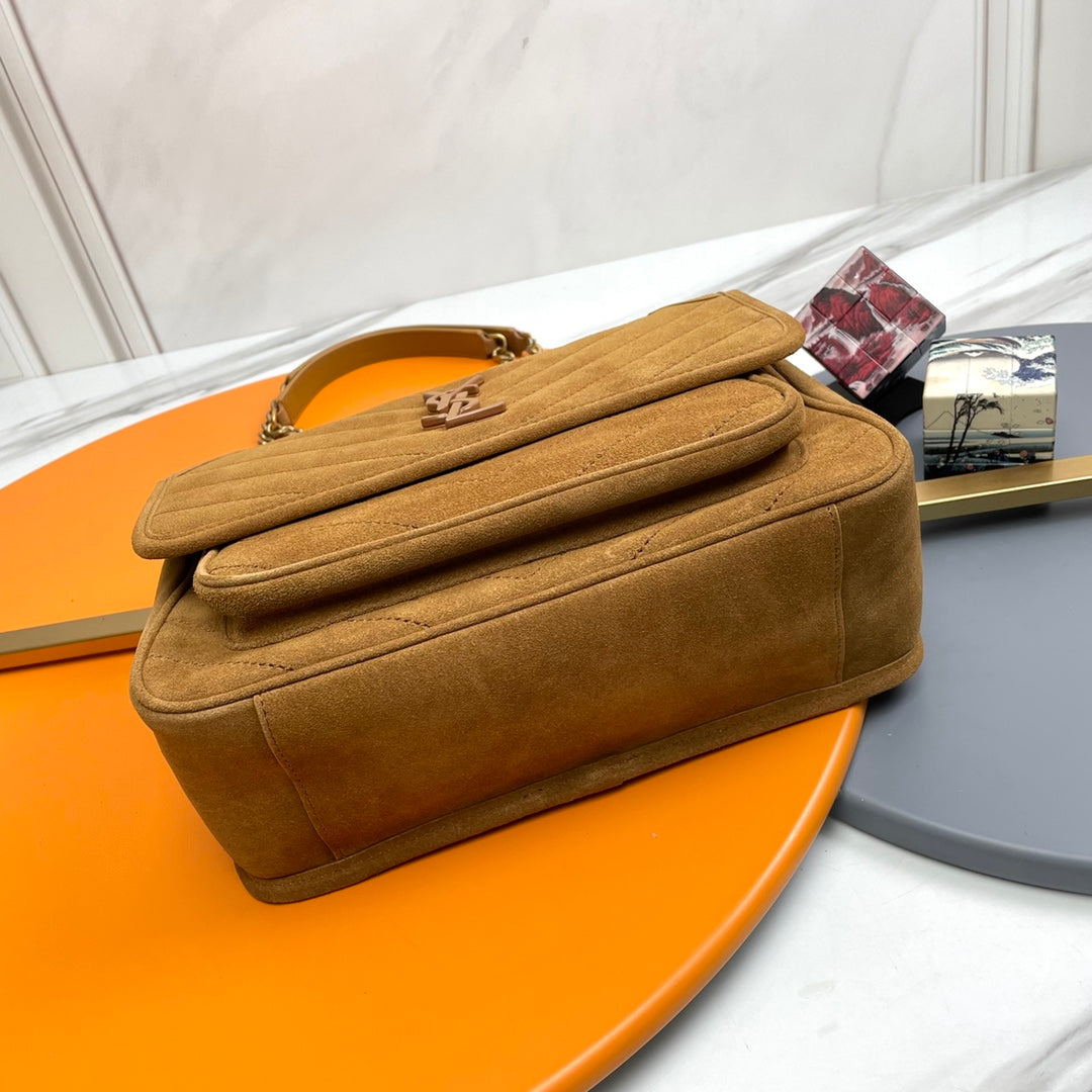 Niki Baby Shoulder Bag 28cm Brown Suede