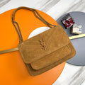 Niki Baby Shoulder Bag 28cm Brown Suede