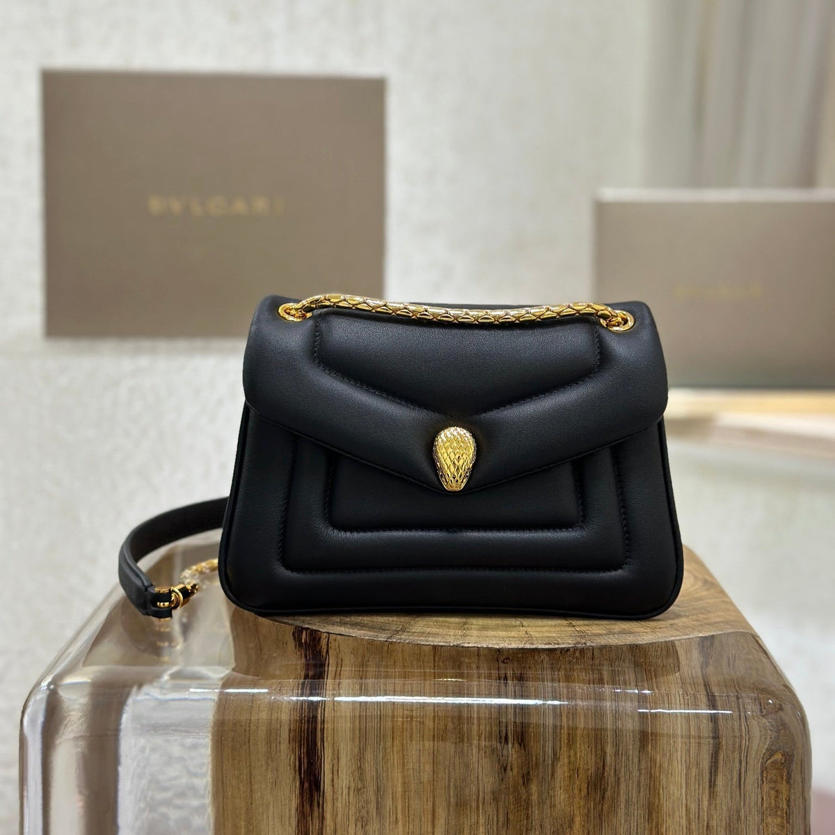 B*V*L Serpenti Reverse Shoulder Bag Calfskin GHW